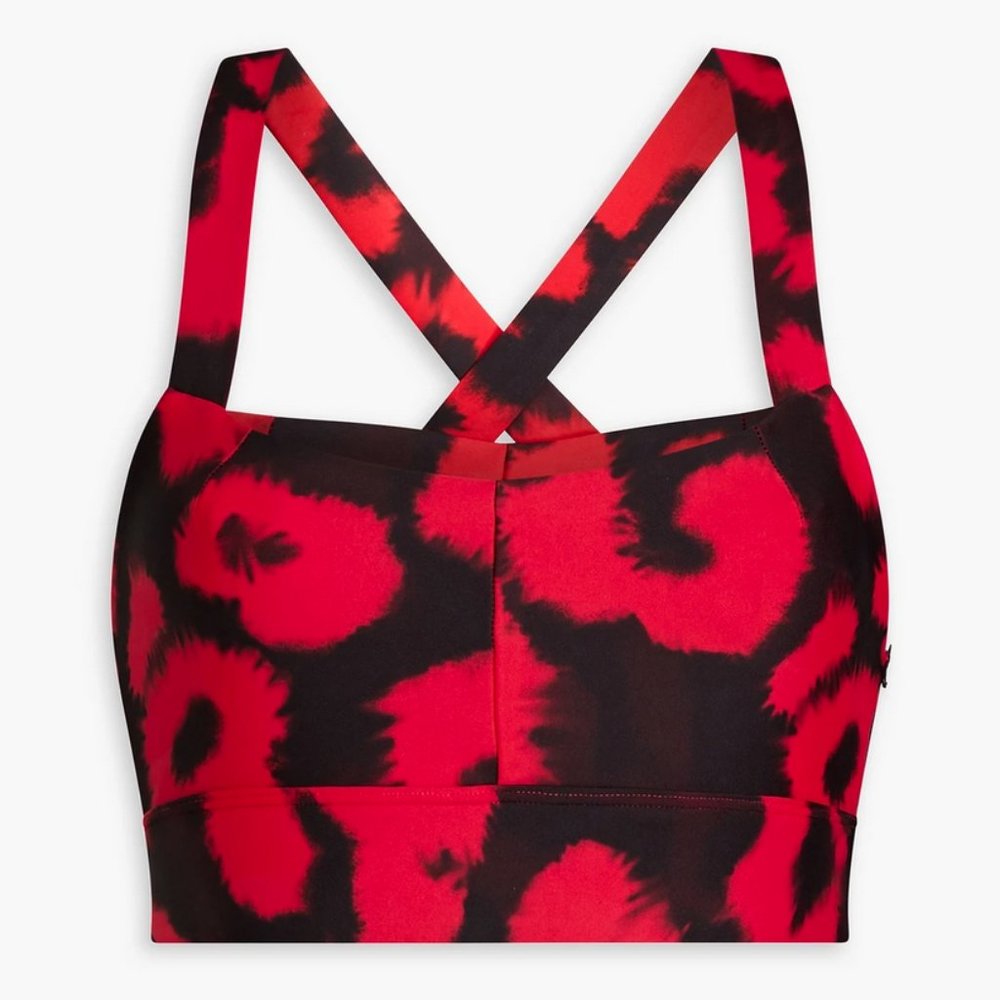 Splits59 Scarlett Tie-dyed Stretch Sports Bra, Red Animal, Size XS